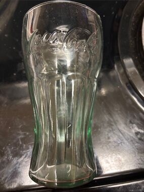 Coca-Cola Light Green Fluted Glass with Embossed Logo